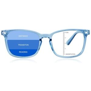 LAMBBAA Progressive Multifocal Blu-Lite Blocker Readers + Clear Blue Frames